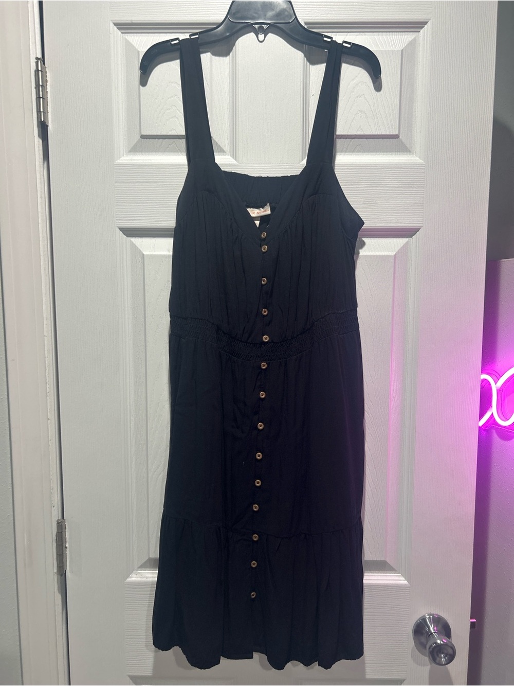 Knox Rose Black Button-Front Midi Sundress